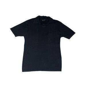 Current/Elliott Textured Black Polo Shirt